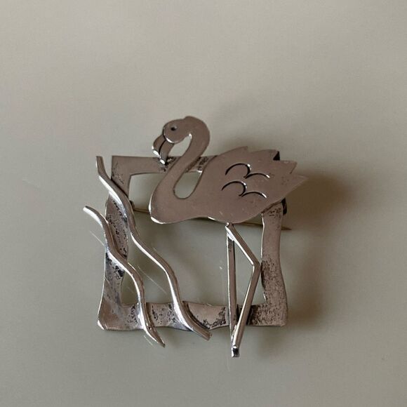 Vintage sterling silver flamingo pin - Picture 1 of 2